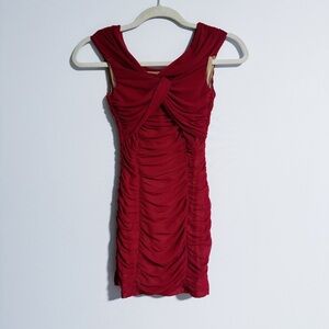 Majorelle - Dark Red Ruched Bodycon Mini Dress
